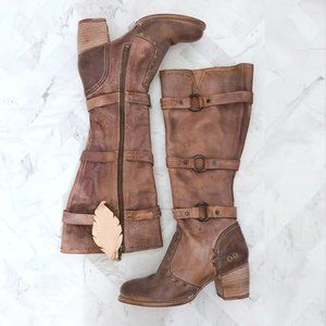 NWT BED STU Decree Leather Stacked Knee-High Boots
